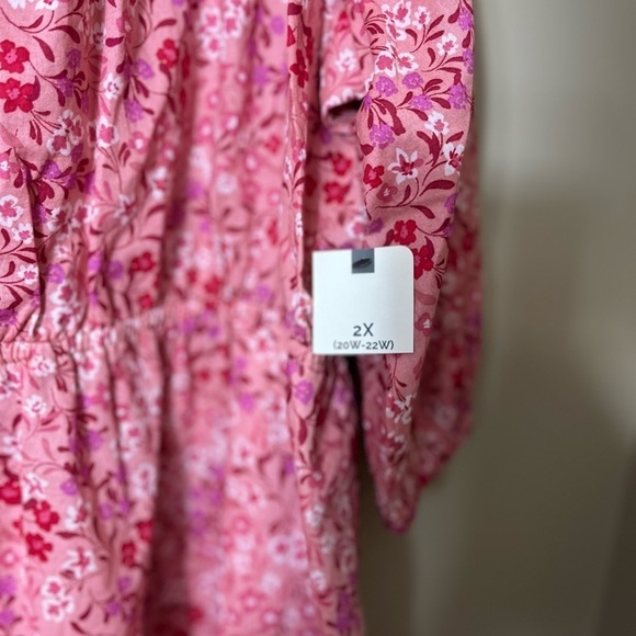 NWT Terra & Sky Cotton Smock Button Front Floral Peasant Dress Size 2X - Picture 7 of 12